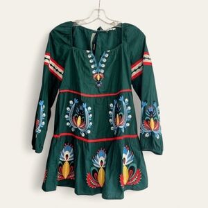 Anthropologie Let Me Be Embroidered Tunic Dress Sz Small
